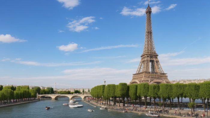 Río Sena y con Torre Eiffel al fondo - Lugar de la Ceremonia de los Juegos Olímpicos Paris 2024