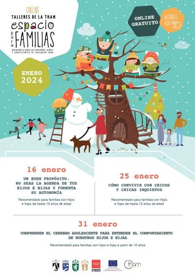 Cartel de la edición de Espacios para Familias de la Mancomunidad THAM en Moralzarzal
