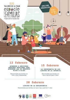 Cartel con la agenda de los talleres para familias en Moralzarzal