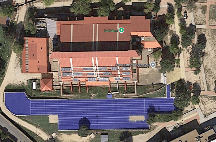 Vista aérea del polideportivo de Moralzarzal
