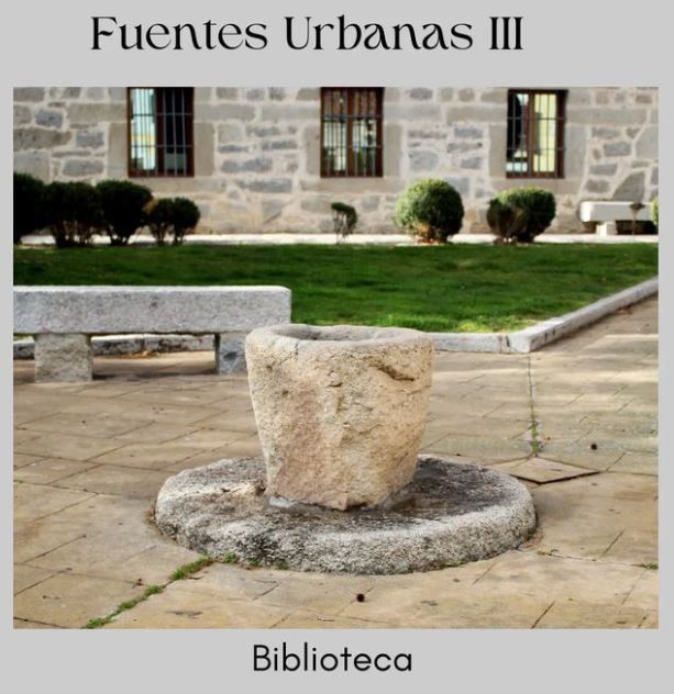 Fuente urbana en la Biblioteca de Moralzarzal