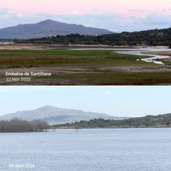 Embalse de Santillana en un intervalo de un año y medio