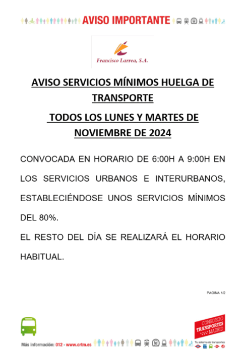 Servicios mínimos huelga de transportes