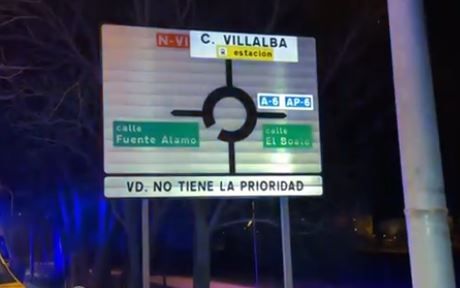 Punto donde se produce el accidente en Collado Villalba carretera de Moralzarzal