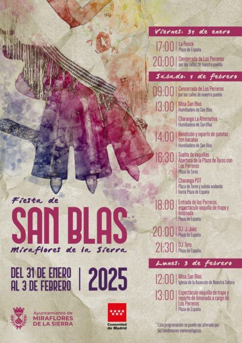 Cartel de las Fiestas de San Blas 2025 en Miraflores de la Sierra