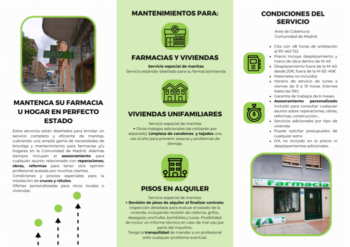 Triptico servicio de mantenimiento de farmacias
