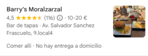 Hamburguesas en Barrys en Moralzarzal