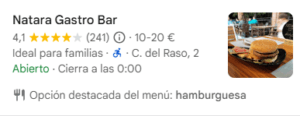 Hamburguesas en Natara en Moralzarzal