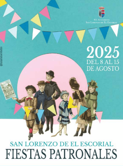 El cartel, obra de un estudio de artistas locales (Fiestas Patronales de San Lorenzo de El Escorial)