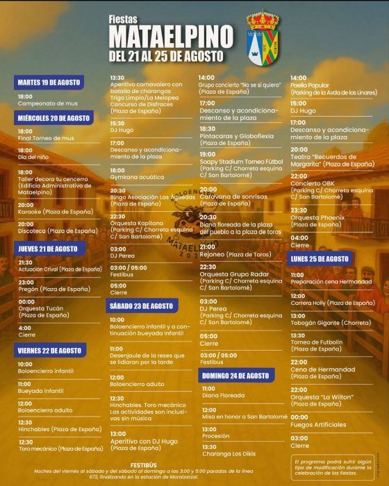Programa de fiestas de Mataelpino