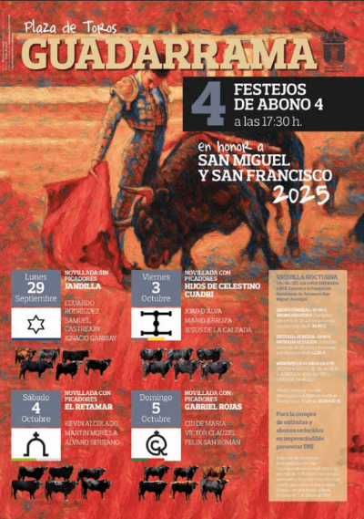 Cartel taurino fiestas de Guadarrama 2025