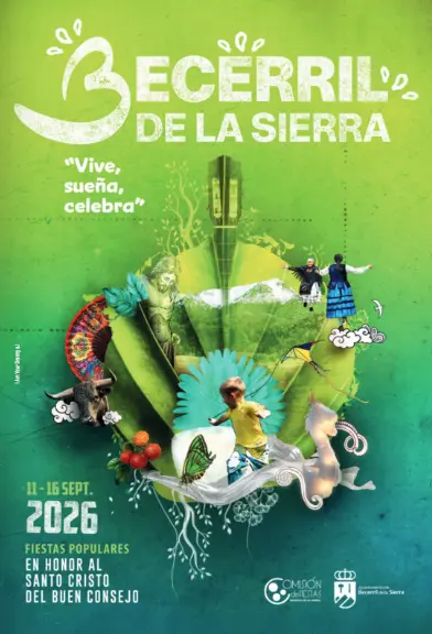 Cartel oficial de las Fiestas Populares de Becerril de la Sierra 2026 en honor al Santo Cristo del Buen Consejo, del 11 al 16 de septiembre