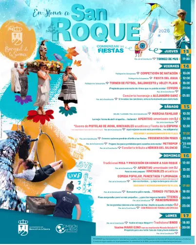 Cartel oficial de las Fiestas de San Roque 2026 en Becerril de la Sierra con el programa del 13 al 17 de agosto