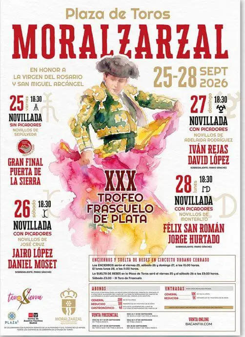 Cartel de la Feria Taurina 2026 de las Fiestas Patronales de Moralzarzal, del 25 al 28 de septiembre